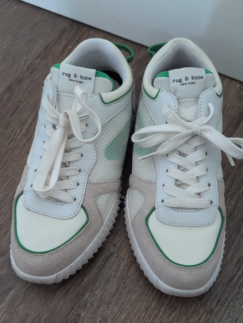 rag & bone White and Green Sneakers